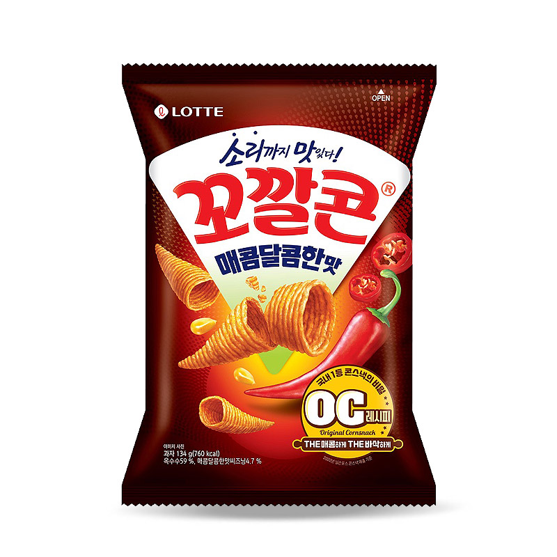 2000 롯데 꼬깔콘 매콤달콤한맛 67g (1박스 12개)