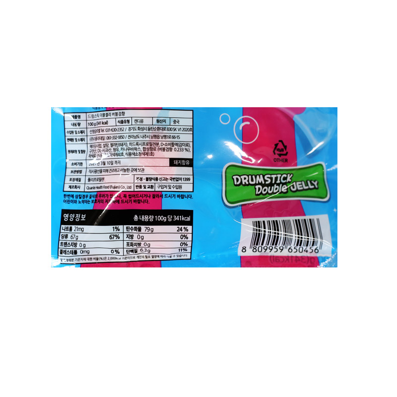 1200 선영 드럼스틱 더블젤리 버블검향 100g*10개